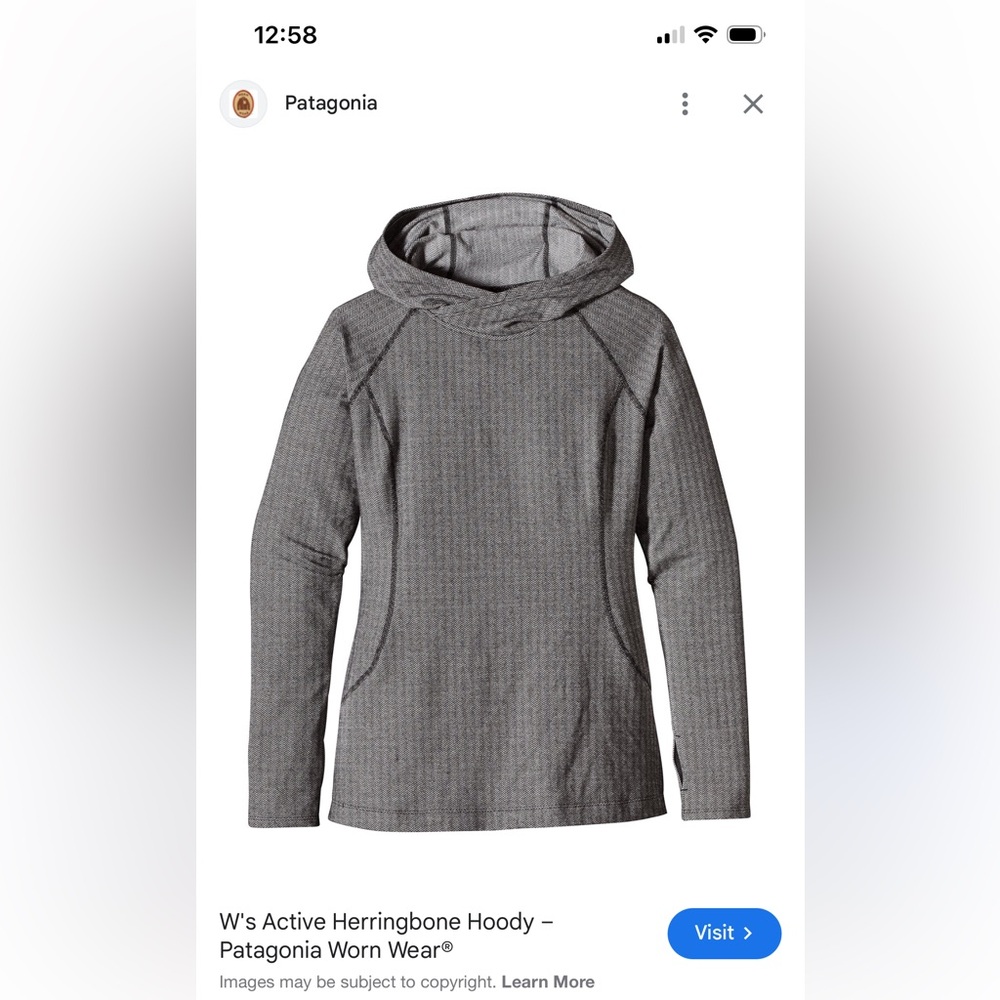 Patagonia Gray Herringbone Knit Top hoodie women’s small
